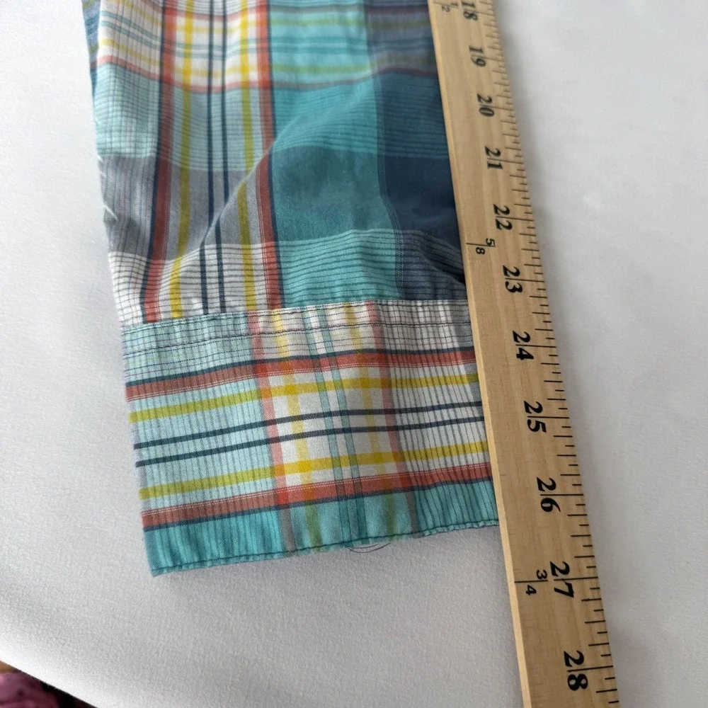 Vintage Levis Mens Western Pearl Snap Shirt Plaid Teal Blue Long Sleeve XXL